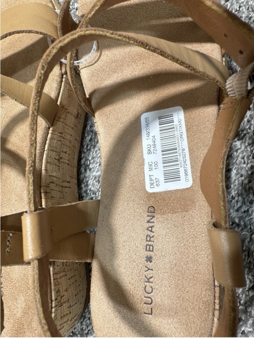 Lucky Brand Jacobean Wedge Sandals Womens 10M Leather Cork Strappy Platform Boho - Picture 3 of 7